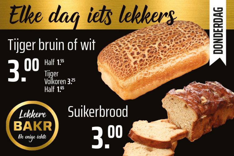 Donderdagaanbiedingen van de Lekkere BAKR