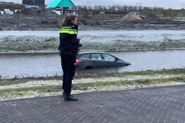 Auto rolt vanaf parkeerplaats te water