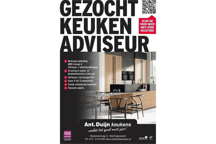 Gezocht Keuken Adviseur bij Ant. Duijn Keukens