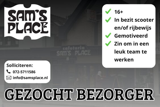 Vacature: Bezorger gezocht bij Sam's Place