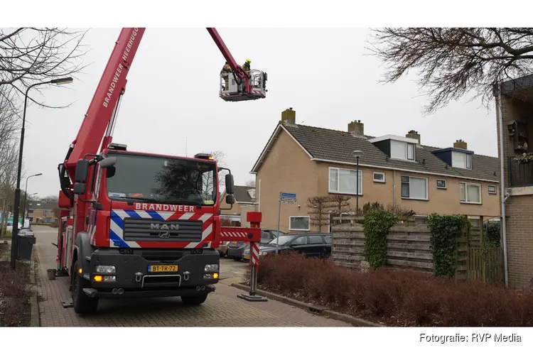 Kraai komt vast te zitten bij dakkapel in Heerhugowaard