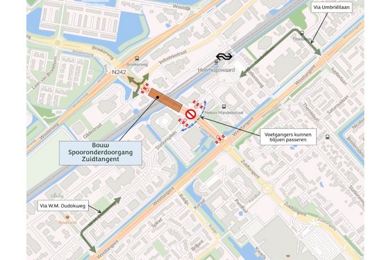 Kruispunt Stationsplein dicht voor werkzaamheden spooronderdoorgang