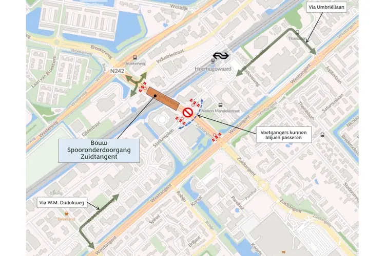 Kruispunt Stationsplein dicht voor werkzaamheden spooronderdoorgang