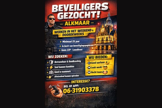 Vacature: Beveiligers gezocht in centrum van Alkmaar
