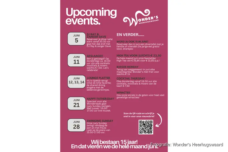 Wonder's Heerhugowaard bestaat in juni 15 jaar!