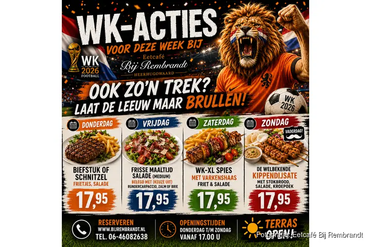 WK Actieweek bij Eetcafé Bij Rembrandt: Smullen tijdens het WK 2026!