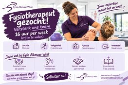 Fysiotherapeut gezocht – 16 uur per week. Uren vrij in te vullen | Alkmaar